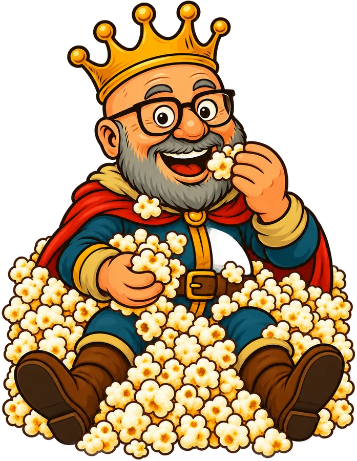 Krudt-Kongen i en bunke popcorn