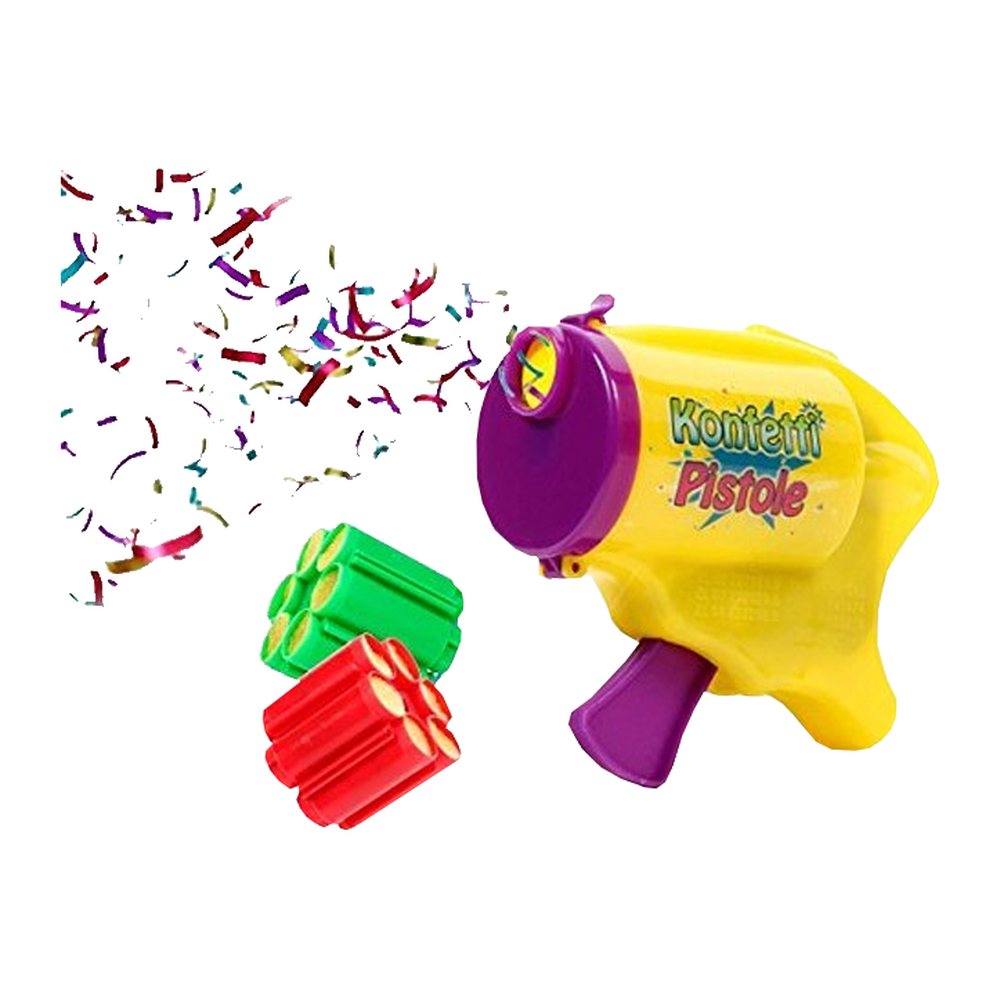 Konfettipistol – PartyGun m. 2 stk. refill