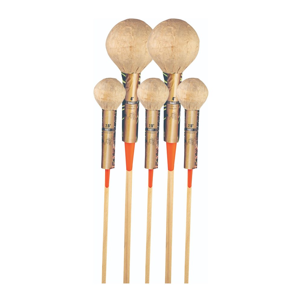 Stjernestøv raketsortiment 3 × 2,5″ og 2 × 4″ – full loaded